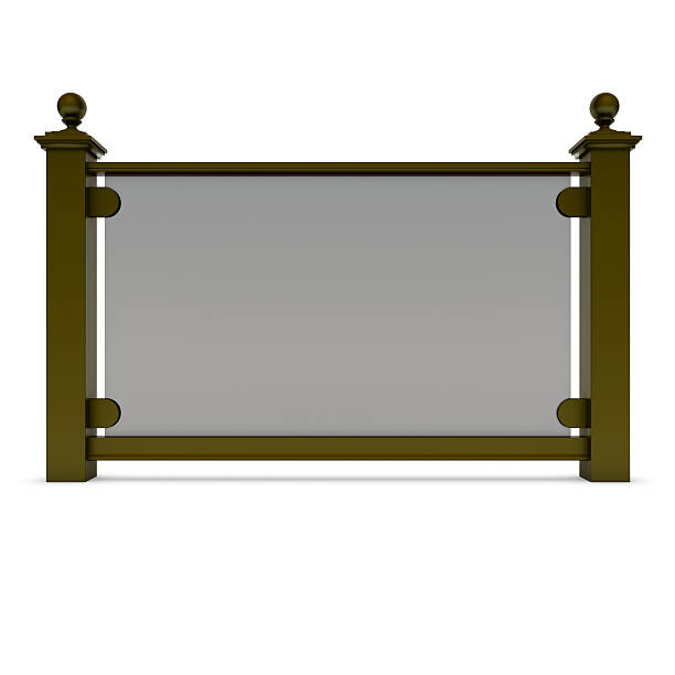 istock Brown metal railing with glass 165432998