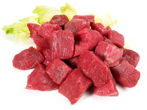 istock Raw Beef Goulash on white Background - Isolated 1654333694