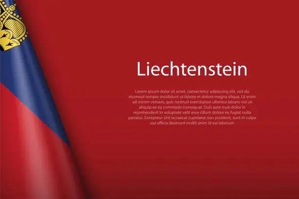 Vector illustration of national flag Liechtenstein isolated on background with copyspace