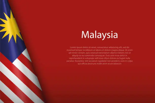 Vector illustration of national flag Malaysia isolated on background with copyspace