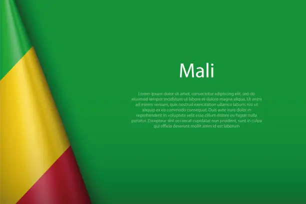 Vector illustration of national flag Mali isolated on background with copyspace