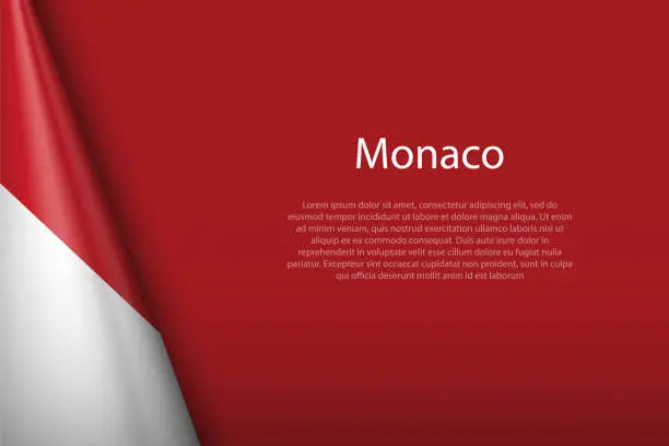 Vector illustration of national flag Monaco isolated on background with copyspace