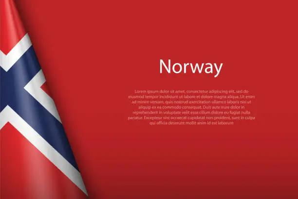 Vector illustration of national flag Norway isolated on background with copyspace