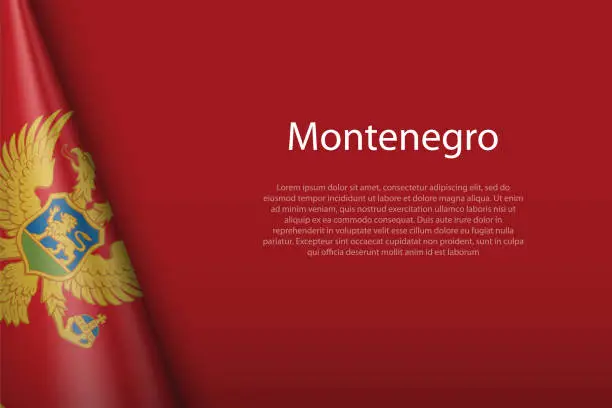 Vector illustration of national flag Montenegro isolated on background with copyspace