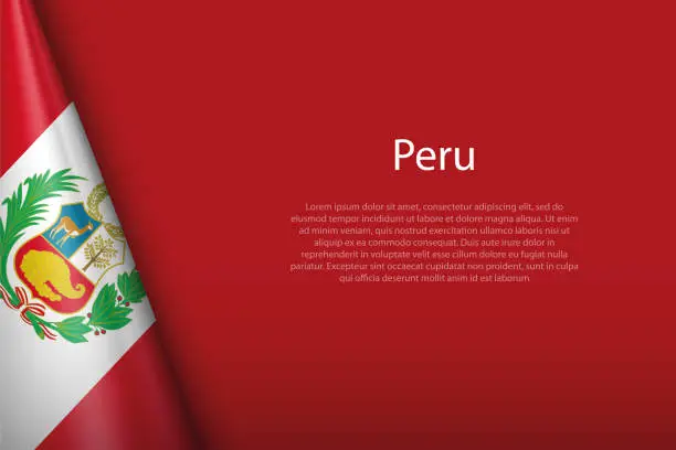 Vector illustration of national flag Peru isolated on background with copyspace
