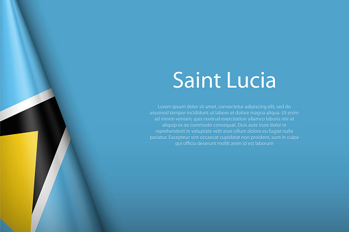 3d national flag Saint Lucia isolated on background with copyspace