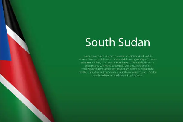 Vector illustration of national flag South Sudan isolated on background with copyspace
