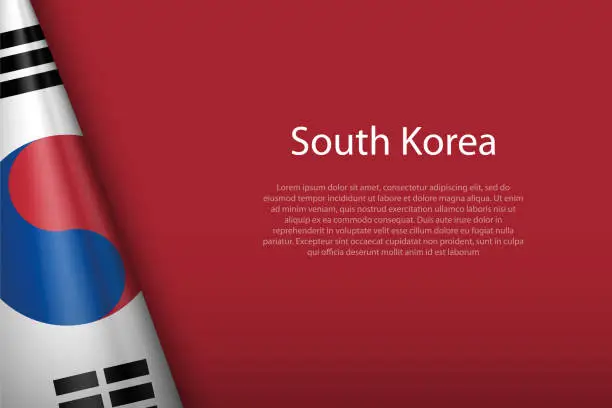 Vector illustration of national flag South Korea isolated on background with copyspace