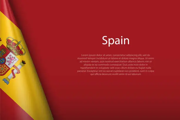 Vector illustration of national flag Spain isolated on background with copyspace