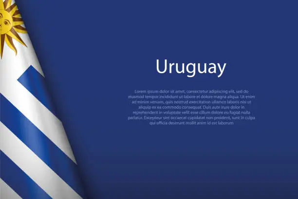 Vector illustration of national flag Uruguay isolated on background with copyspace