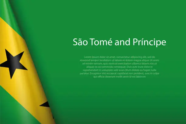 Vector illustration of national flag Sao Tome and Principe isolated on background with copyspace