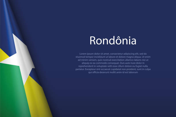 ilustrações, clipart, desenhos animados e ícones de bandeira de rondônia, estado do brasil, isolada no fundo com copyspace - rondonia state