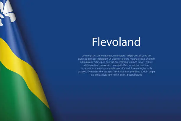 Vector illustration of flag Flevoland, state of Netherlands, isolated on background with copyspace