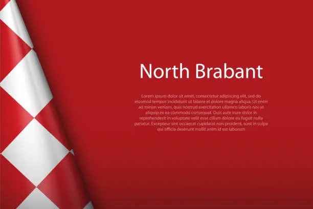 Vector illustration of flag North Brabant, state of Netherlands, isolated on background with copyspace