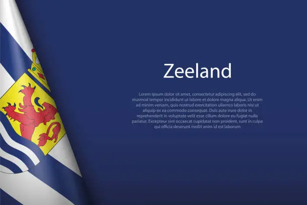 Vector illustration of flag Zeeland, state of Netherlands, isolated on background with copyspace