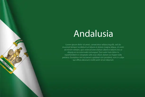 Vector illustration of flag Andalusia, community of Spain, isolated on background with copyspace