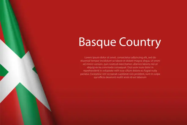 Vector illustration of flag Basque Country, community of Spain, isolated on background with copyspace