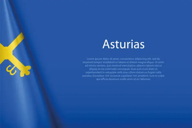 Vector illustration of flag Asturias, community of Spain, isolated on background with copyspace
