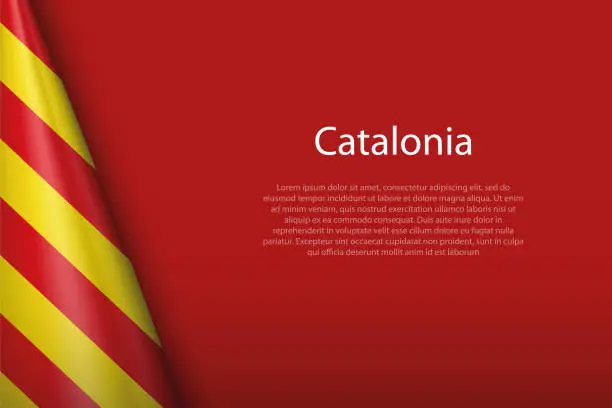 Vector illustration of flag Catalonia, community of Spain, isolated on background with copyspace