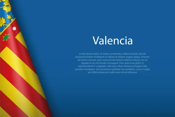 Vector illustration of flag Valencia, community of Spain, isolated on background with copyspace