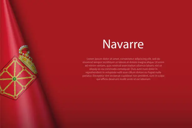 Vector illustration of flag Navarre, community of Spain, isolated on background with copyspace