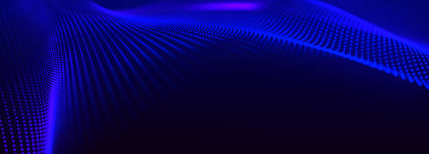 istock Digital technology background. Dynamic wave of glowing points. Futuristic background for presentation design. 3d Widescreen 1654376385