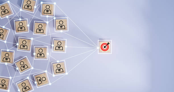 istock Wooden cube block print screen person icon which link connection network for organisation structure social network and teamwork concept. 1654394761