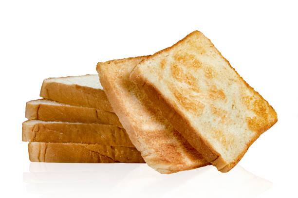 istock Toasted slice bread isolated on white background 1654405354