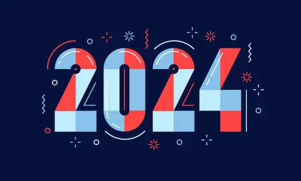 Vector illustration of New Year card 2024
