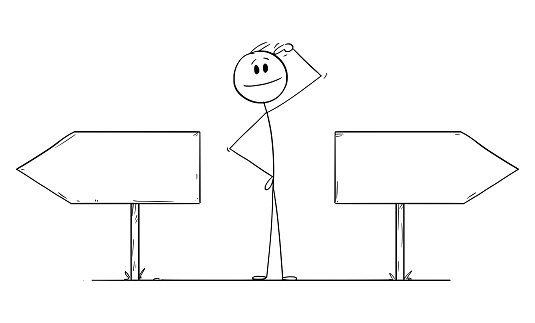 Stick Direction Choose Your Direction Vector Cartoon Stick Figure Illustration Stock ...