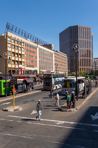 People at the central bus station at Mainstreet Ghandi square in downtown Johannesburg.