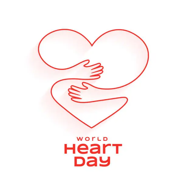 Vector illustration of line style world heart day poster for health awareness