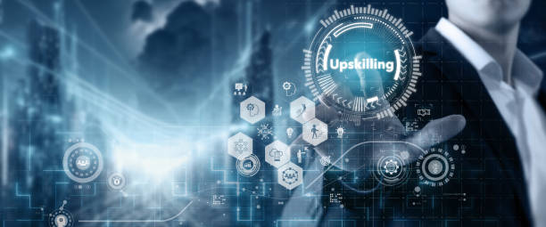 istock Upskilling technological advances concept. Learning new and enhanced skills for career development. By taking online courses, training, attending conferences or pursuing additional certifications. 1654562035