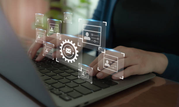 istock Email automation, email marketing, marketing automation concept. Using data science to drive marketing automation. Develop a insight customer data strengthen customer engagement, retention, loyalty. 1654580317