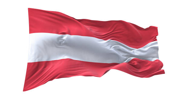 istock Austria flag waving isolated on white background. 1654605803