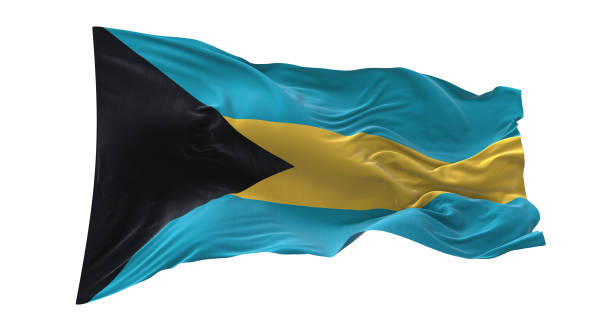 istock Bahamas flag waving isolated on white background. 1654606389