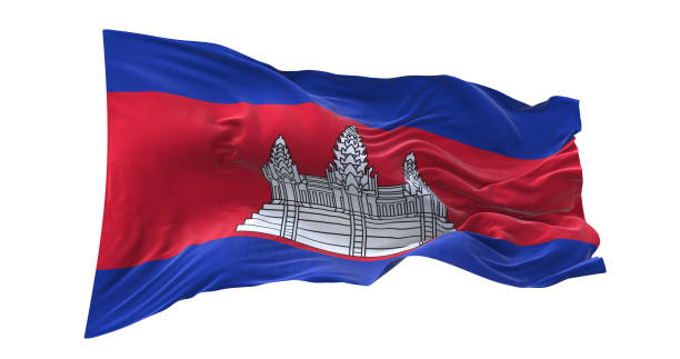 istock Cambodia flag waving isolated on white background. 1654610731