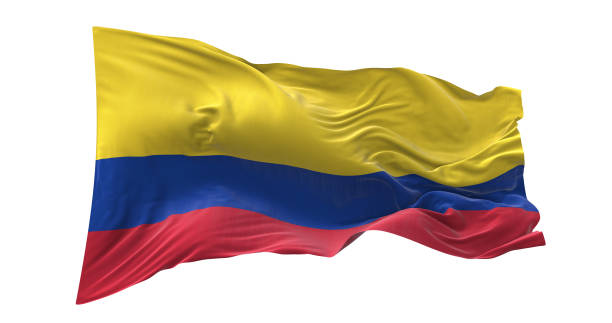 istock Colombia flag waving isolated on white background. 1654611818