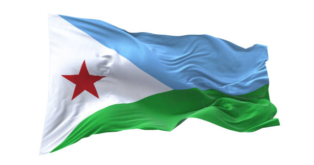 istock Djibouti flag waving isolated on white background. 1654615064