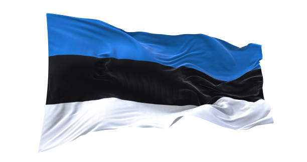 istock Estonia flag waving isolated on white background. 1654617263