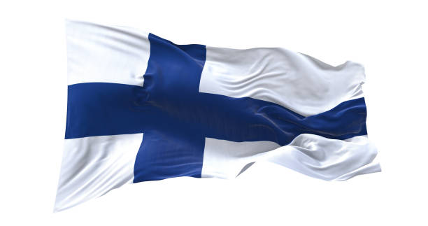istock Finland flag waving isolated on white background. 1654618319