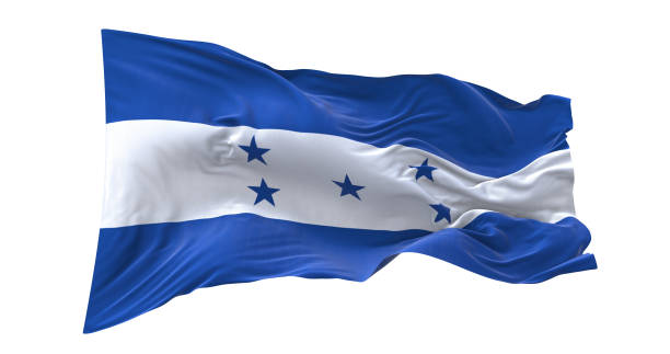 istock Honduras flag waving isolated on white background. 1654621165