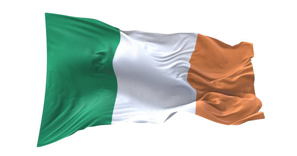 istock Ireland flag waving isolated on white background. 1654623035
