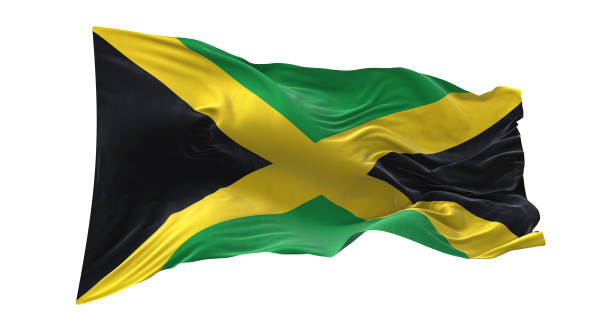 istock Jamaica flag waving isolated on white background. 1654624306