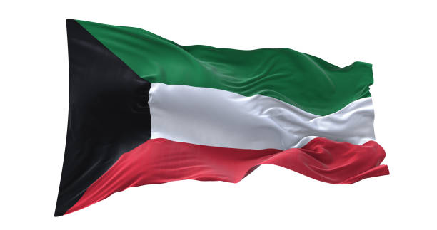 istock Kuwait flag waving isolated on white background. 1654626959