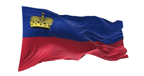 istock Liechtenstein flag waving isolated on white background. 1654628058