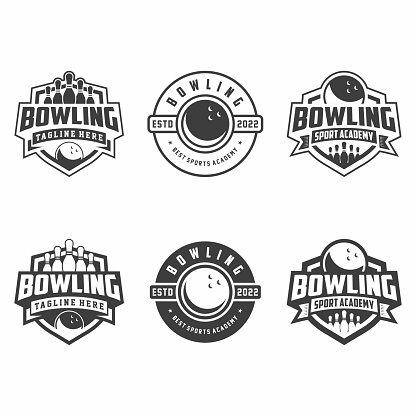 Bowling icon, emblem collections, designs templates on a light background.