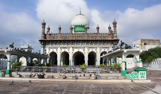 Mysuru, Karnataka, India-October 15 2022;A Divine view of a Religious place of worship 'Jamia Masjid' with its beautiful architecture in Adoni district of Andra Pradesh in India