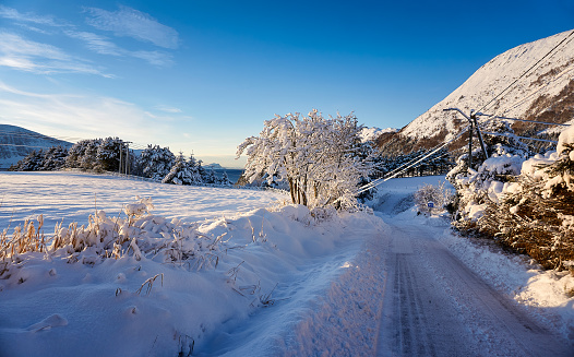 Winter landscape on Godøy, Ålesund, Norway