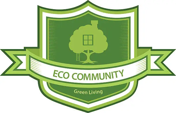 Vector illustration of Tree Environment Badge Or Label Icon